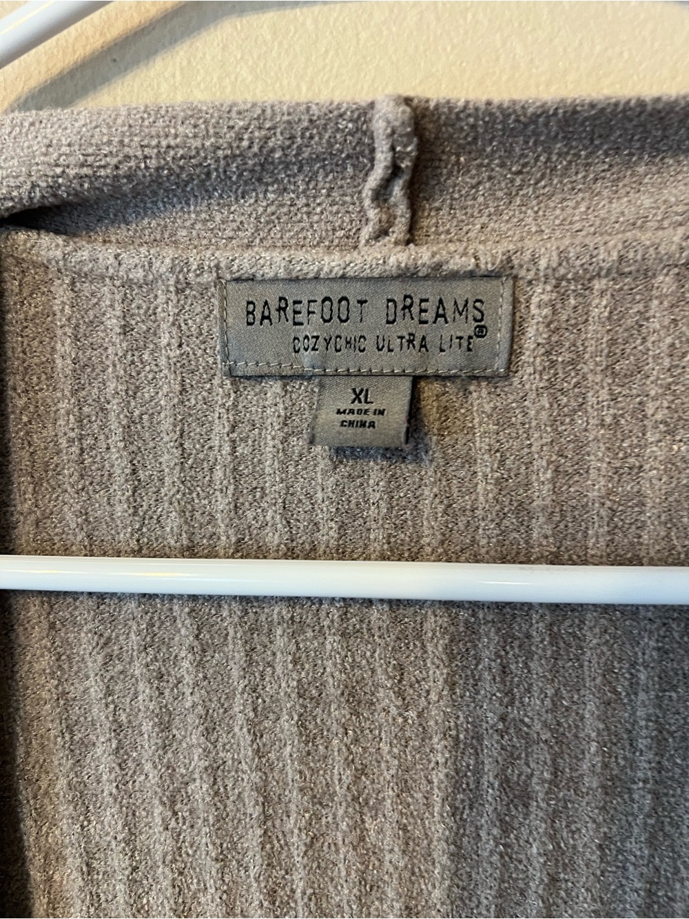 Barefoot Dreams CozyChic Ultra Lite Ribbed Open Cardigan - Taupe Gray - Picture 3 of 5